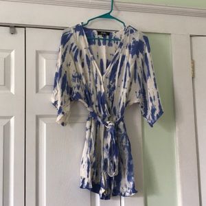 Lulu’s Blue & White Tie-Dye Romper